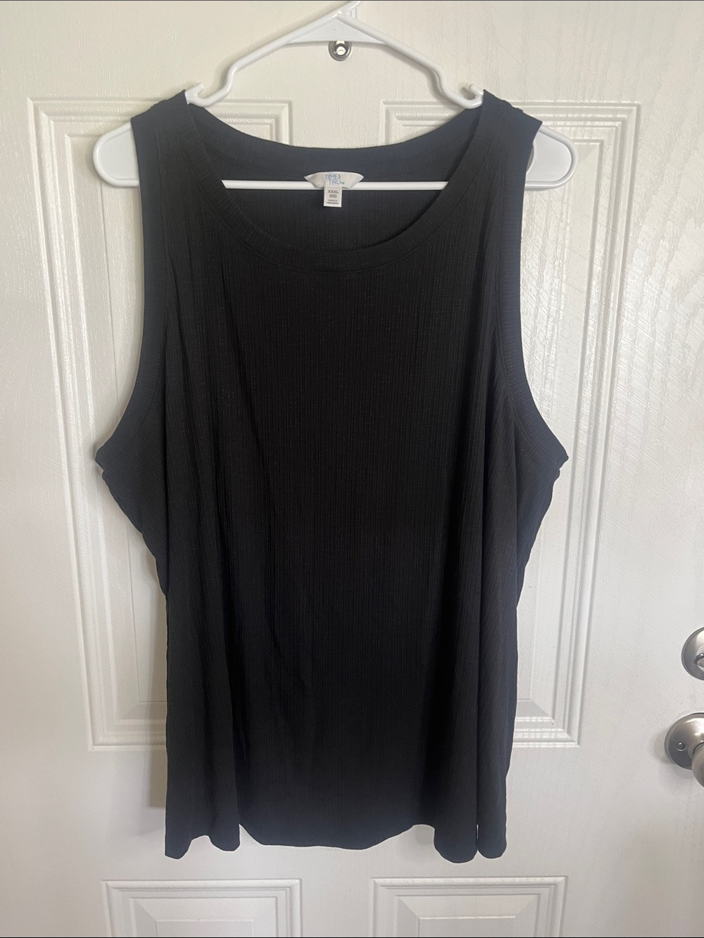 Time and Tru Black Ribbed Tank Top